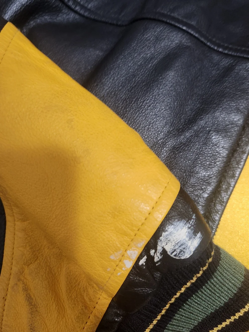 NFL Green Bay Leather Bomber Jacket - Black/Green/Gold
